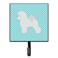 "Caroline's Treasures Bichon Frise Checkerboard Blue Leash or Key Holder BB3745SH4, Small, Multicolor"