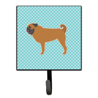 "Caroline's Treasures Pug Checkerboard Blue Leash or Key Holder BB3747SH4, Small, Multicolor"