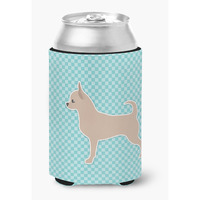 "Caroline's Treasures Chihuahua Checkerboard Blue Can or Bottle Hugger BB3750CC, Can Hugger, Multicolor"