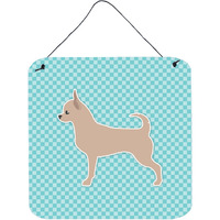 "Caroline's Treasures Chihuahua Checkerboard Blue Wall or Door Hanging Prints BB3750DS66, 6"" x 6"", Multicolor"
