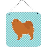 "Caroline's Treasures Chow Checkerboard Blue Wall or Door Hanging Prints BB3751DS66, 6"" x 6"", Multicolor"