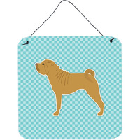 "Caroline's Treasures Shar Pei Checkerboard Blue Wall or Door Hanging Prints BB3752DS66, 6"" x 6"", Multicolor"