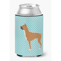 "Caroline's Treasures Boxer Checkerboard Blue Can or Bottle Hugger BB3753CC, Can Hugger, Multicolor"