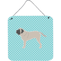 "Caroline's Treasures English Mastiff Checkerboard Blue Wall or Door Hanging Prints BB3756DS66, 6"" x 6"", Multicolor"