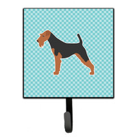 "Caroline's Treasures Airedale Terrier Checkerboard Blue Leash or Key Holder BB3757SH4, Small, Multicolor"