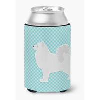 "Caroline's Treasures Samoyed Checkerboard Blue Can or Bottle Hugger BB3759CC, Can Hugger, Multicolor"