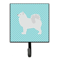 "Caroline's Treasures Samoyed Checkerboard Blue Leash or Key Holder BB3759SH4, Small, Multicolor"
