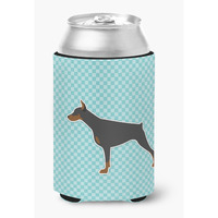 "Caroline's Treasures Doberman Pinscher Checkerboard Blue Can or Bottle Hugger BB3760CC, Can Hugger, Multicolor"