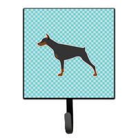 "Caroline's Treasures Doberman Pinscher Checkerboard Blue Leash or Key Holder BB3760SH4, Small, Multicolor"