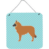 "Caroline's Treasures Belgian Shepherd Checkerboard Blue Wall or Door Hanging Prints BB3761DS66, 6"" x 6"", Multicolor"