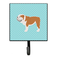 "Caroline's Treasures English Bulldog Checkerboard Blue Leash or Key Holder BB3762SH4, Small, Multicolor"
