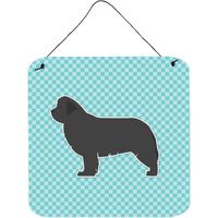 "Caroline's Treasures Newfoundland Checkerboard Blue Wall or Door Hanging Prints BB3764DS66, 6"" x 6"", Multicolor"