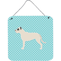 "Caroline's Treasures Dogo Argentino Checkerboard Blue Wall or Door Hanging Prints BB3767DS66, 6"" x 6"", Multicolor"