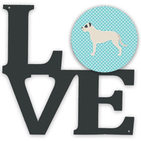 "Caroline's Treasures Dogo Argentino Checkerboard Blue Metal Artwork Love wall-decor, Multicolor"