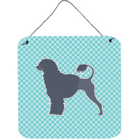 "Caroline's Treasures Portuguese Water Dog Checkerboard Blue Wall or Door Hanging Prints BB3768DS66, 6"" x 6"", Multicolor"