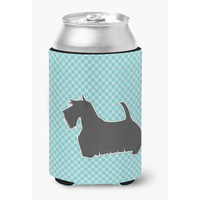 "Caroline's Treasures Scottish Terrier Checkerboard Blue Can or Bottle Hugger BB3769CC, Can Hugger, Multicolor"