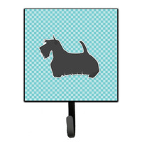 "Caroline's Treasures Scottish Terrier Checkerboard Blue Leash or Key Holder BB3769SH4, Small, Multicolor"