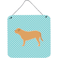 "Caroline's Treasures Dogue de Bordeaux Checkerboard Blue Wall or Door Hanging Prints BB3770DS66, 6"" x 6"", Multicolor"