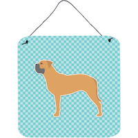 "Caroline's Treasures Bullmastiff Checkerboard Blue Wall or Door Hanging Prints BB3771DS66, 6"" x 6"", Multicolor"