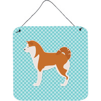 "Caroline's Treasures Akita Checkerboard Blue Wall or Door Hanging Prints BB3772DS66, 6"" x 6"", Multicolor"