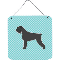 "Caroline's Treasures Giant Schnauzer Checkerboard Blue Wall or Door Hanging Prints BB3773DS66, 6"" x 6"", Multicolor"