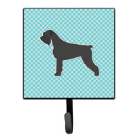 "Caroline's Treasures Giant Schnauzer Checkerboard Blue Leash or Key Holder BB3773SH4, Small, Multicolor"