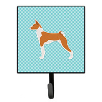 "Caroline's Treasures Basenji Checkerboard Blue Leash or Key Holder BB3774SH4, Small, Multicolor"