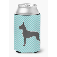 "Caroline's Treasures Great Dane Checkerboard Blue Can or Bottle Hugger BB3775CC, Can Hugger, Multicolor"