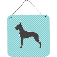 "Caroline's Treasures Dane Checkerboard Blue Wall or Door Hanging Prints BB3775DS66, 6"" x 6"", Multicolor"