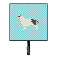 "Caroline's Treasures Bull Terrier Checkerboard Blue Leash or Key Holder BB3778SH4, Small, Multicolor"