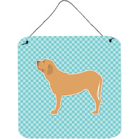 "Caroline's Treasures Fila Brasileiro Checkerboard Blue Wall or Door Hanging Prints BB3779DS66, 6"" x 6"", Multicolor"