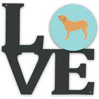 "Caroline's Treasures Fila Brasileiro Checkerboard Blue Metal Artwork Love wall-decor, Multicolor"