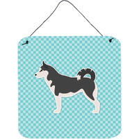 "Caroline's Treasures Siberian Husky Checkerboard Blue Wall or Door Hanging Prints BB3780DS66, 6"" x 6"", Multicolor"