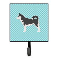 "Caroline's Treasures Siberian Husky Checkerboard Blue Leash or Key Holder BB3780SH4, Small, Multicolor"