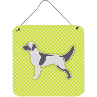 "Caroline's Treasures English Setter Checkerboard Green Wall or Door Hanging Prints BB3781DS66, 6"" x 6"", Multicolor"