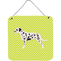 "Caroline's Treasures Dalmatian Checkerboard Green Wall or Door Hanging Prints BB3783DS66, 6"" x 6"", Multicolor"