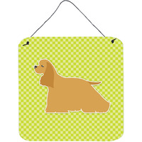 "Caroline's Treasures Cocker Spaniel Checkerboard Green Wall or Door Hanging Prints BB3786DS66, 6"" x 6"", Multicolor"