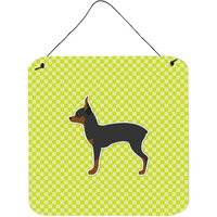 "Caroline's Treasures Toy Fox Terrier Checkerboard Green Wall or Door Hanging Prints BB3787DS66, 6"" x 6"", Multicolor"
