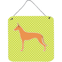 "Caroline's Treasures Pharaoh Hound Checkerboard Green Wall or Door Hanging Prints BB3788DS66, 6"" x 6"", Multicolor"
