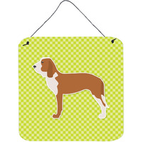 "Caroline's Treasures Spanish Hound Checkerboard Green Wall or Door Hanging Prints BB3791DS66, 6"" x 6"", Multicolor"