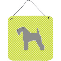 "Caroline's Treasures Kerry Blue Terrier Checkerboard Green Wall or Door Hanging Prints BB3792DS66, 6"" x 6"", Multicolor"