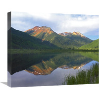 Red Mountain reflected in Crystal Lake, Colorado-Canvas Art-22"x18.26"