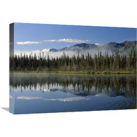 Boreal forest along lake edge, Nutzotin Mountains, Alaska-Canvas Art-24"x18"