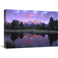 Teton Range at sunrise, Schwabacher Landing, Grand Teton National Park, Wyoming-Canvas Art-24"x18"