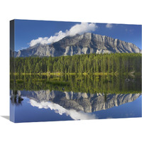 Mount Rundle and boreal forest reflected in Johnson Lake, Banff National Park, Alberta, Canada-Canvas Art-24"x18"