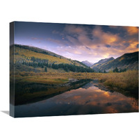 Ragged Peak and Chair Mountain reflected in lake, Raggeds Wilderness, Colorado-Canvas Art-24"x18"