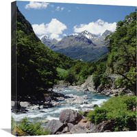 Hollyford River and the Eyre Range, Fjordland NP,  New Zealand-Canvas Art-20.46"x22"