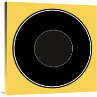 Mealtime: Black on Yellow - Plate-Canvas Art-36"x36"