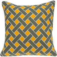 Parkland Collection Kain Transitional Grey and Orange Pillow Cover With Poly Insert