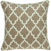 Parkland Collection Canita Transitional Beige and White Pillow Cover With Poly Insert